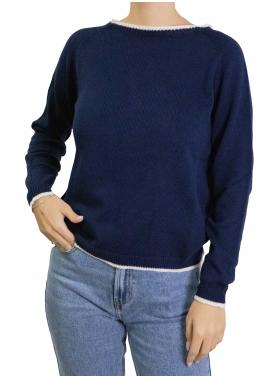 Maglioncino con bordi con contrasto di colore in cotone 